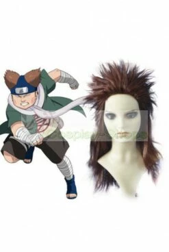 Naruto Choji Akimichi Medium Brown (coffee) 60cm Cosplay Cruly Wig