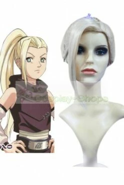 Naruto Ino Yamanaka Long White 80cm Cosplay Straight Wig