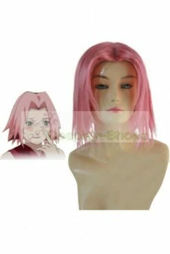 Naruto Shippuden Sakura Haruno Medium Pink Cosplay Bottom Cruly Wig