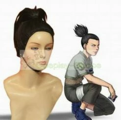 Naruto Nara Shikamaru Short Black Cosplay Straight Pigtail Wig