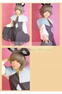 Touhou Project Nazrin Dark Grey Short Bottom Curl Cosplay Wig -CosDream Forge Store ccw202A