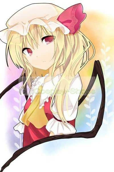 Touhou Project Flandre Scarlet Blond Medium And Ponytail Curly Cosplay Wig 3 Touhou Project Flandre Scarlet Blond Medium And Ponytail Curly Cosplay Wig
