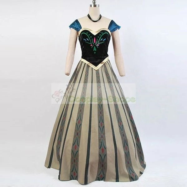 Frozen Princess Anna Coronation Dress Cosplay Costume 2 Frozen Princess Anna Coronation Dress Cosplay Costume