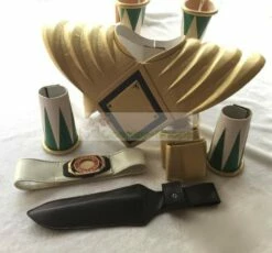 Power Rangers Mighty Morphin MMPR Green Ranger DragonRanger Burai Cosplay Costume With Shield Prop -CosDream Forge Store mmpr green ranger 2