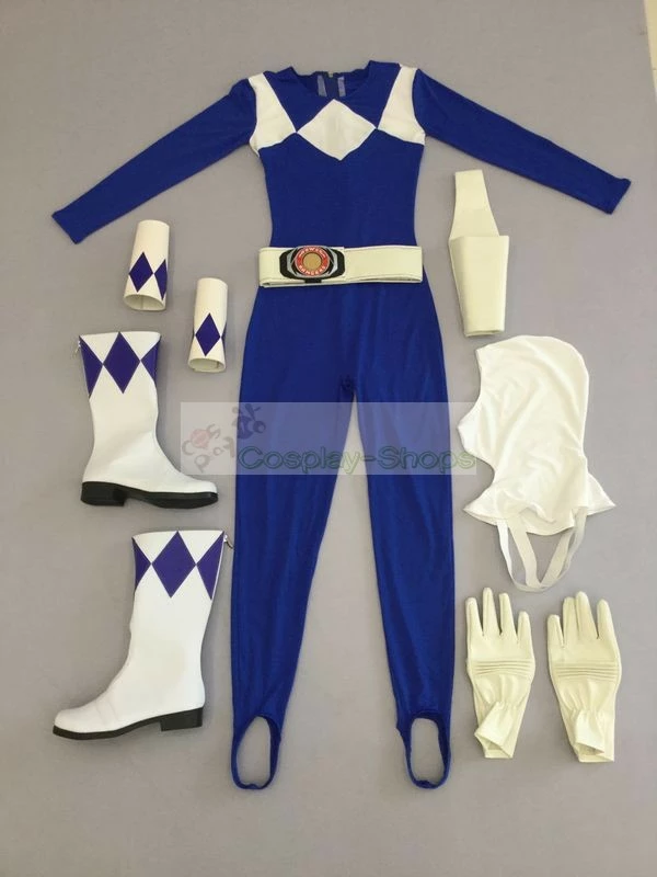 Power Rangers Mighty Morphin Blue Ranger TriceraRanger Dan Cosplay Costume - Image 2