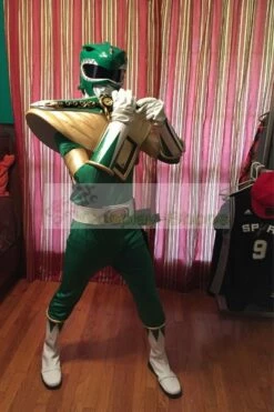 Power Rangers Mighty Morphin MMPR Green Ranger DragonRanger Burai Cosplay Costume With Shield Prop