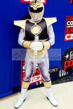 Power Rangers Mighty Morphin MMPR White Ranger KibaRanger Cosplay Costume With Shield Prop