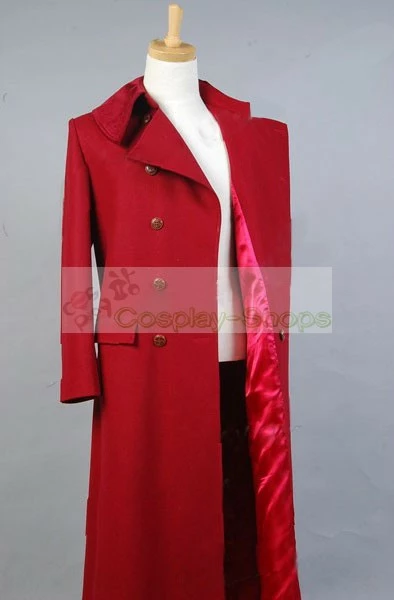 Doctor Who The 4th Fourth Dr Tom Baker Red Coat Cosplay Costume - Image 2